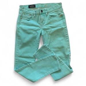 WOMENS J.CREW TOOTHPICK JEANS SKINNY LOW RISE ANKLE MINT GREEN 25